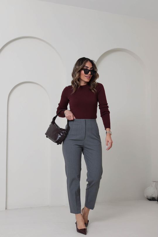 Bisiklet Yaka Yumuşak Doku Massi Basic Triko BORDO