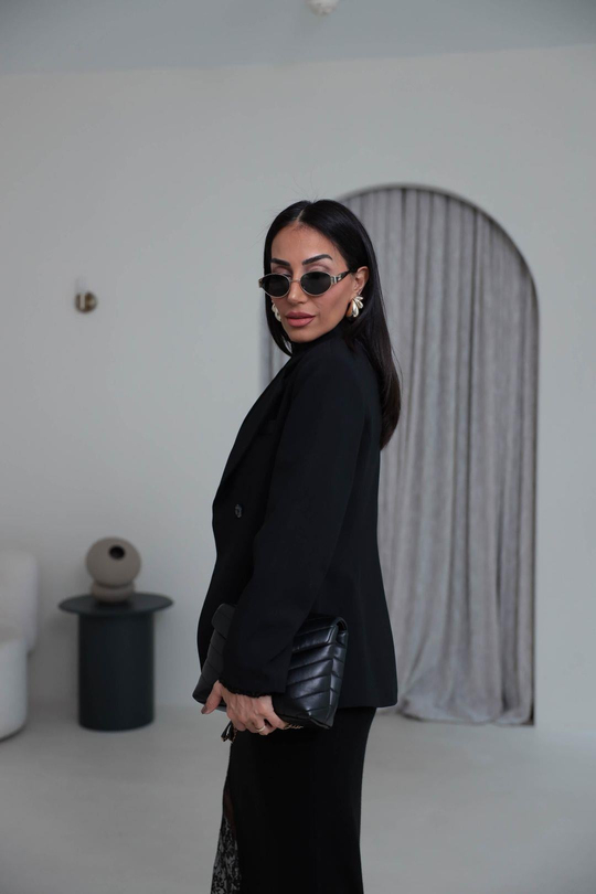 7685 Kruvaze Belden Oturtmalı Blazer Ceket SİYAH