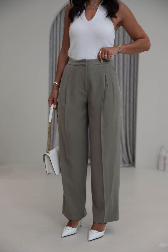 7545 Beli Ayarlanabilir Tencel Pantolon HAKİ YEŞİL