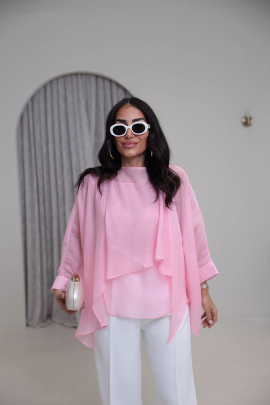 5026 Uçuşan Pelerin Bluz PEMBE