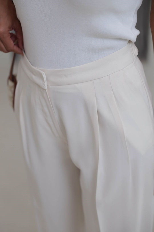 7545 Beli Ayarlanabilir Tencel Pantolon EKRU