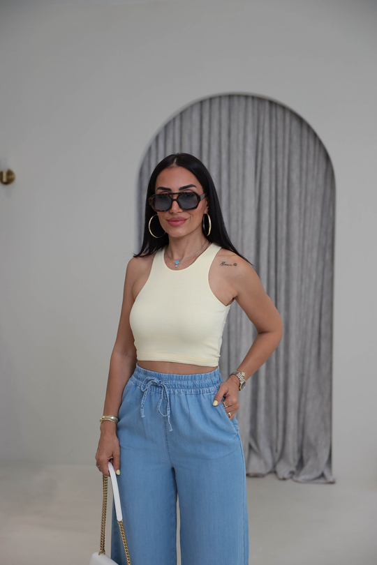 2941 Kolsuz Liyosel Crop Atlet AÇIK SARI