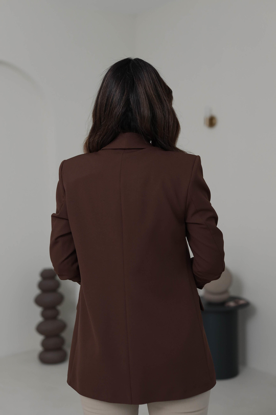 3101K Kol Büzgülü Blazer Ceket KAHVE