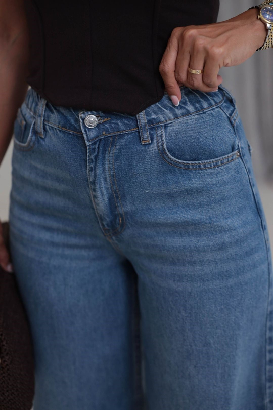 1072 Bel Lastikli İnce Tencel Kumaş Pantolon MAVİ