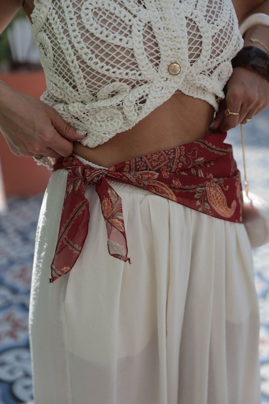1014 Şal Detaylı Şalvar EKRU