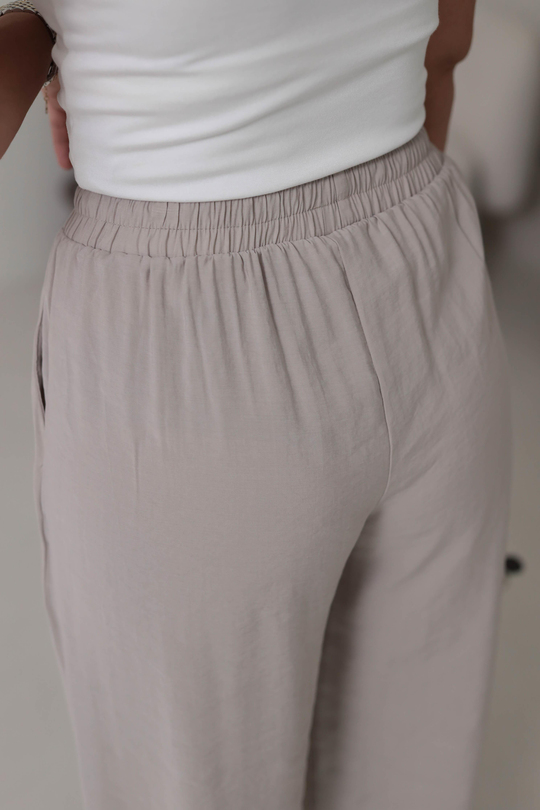 0253 Bel Lastikli Tencel Rahat Pantolon TAŞ