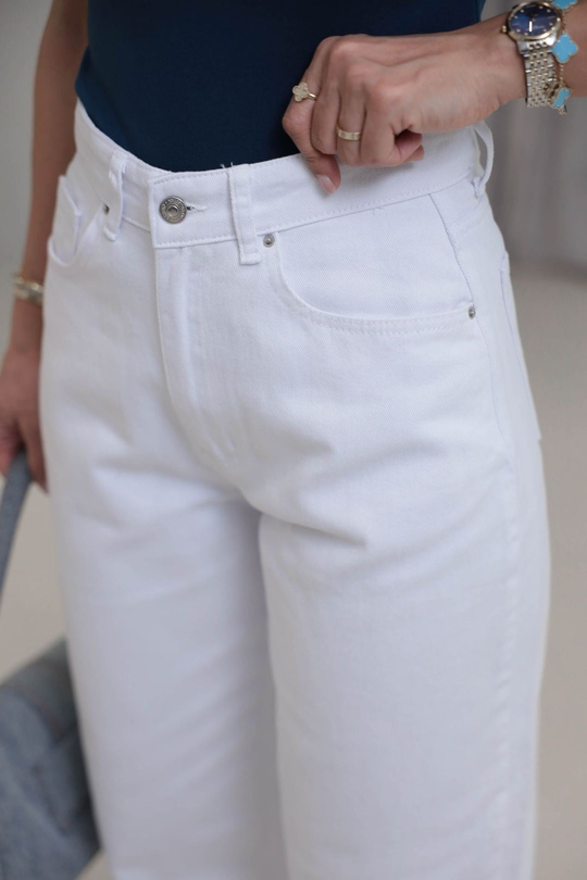 993 Rahat Kesim Barel Jean Pantolon BEYAZ