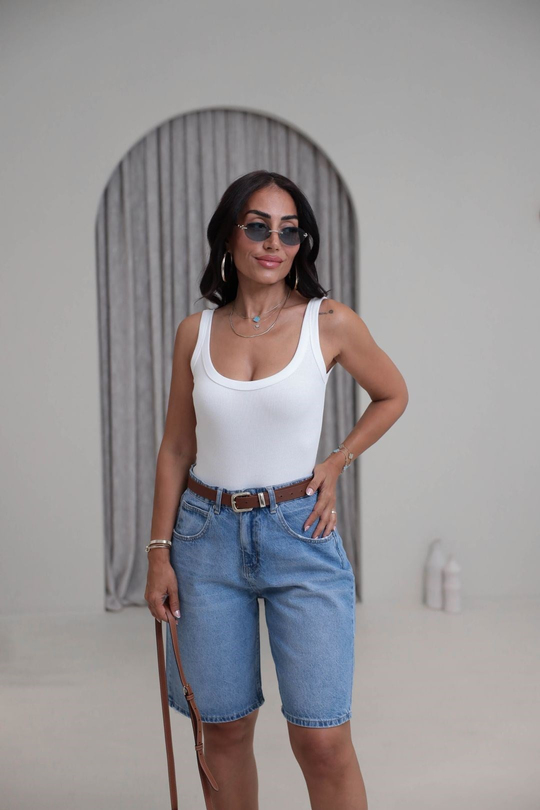 1053 Askılı Pamuklu Bodysuit EKRU