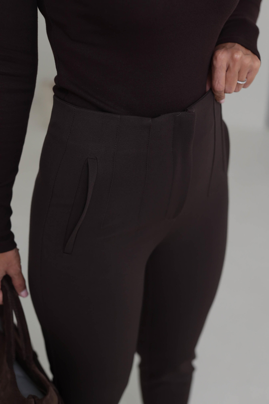 U5113-K Önü Flotalı Kumaş Pantolon KAHVE