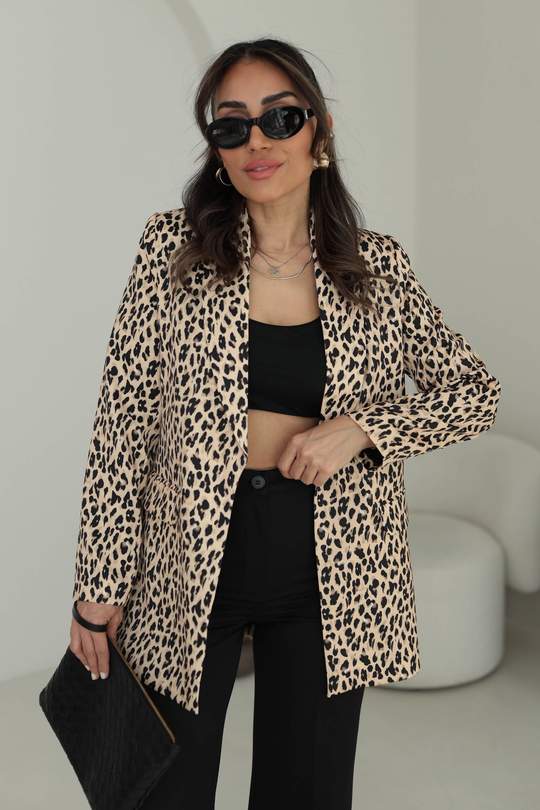 9206 Şal Yaka Leopar Ceket LEOPAR