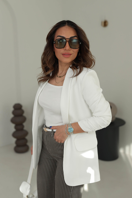 3101K Kol Büzgülü Blazer Ceket BEYAZ
