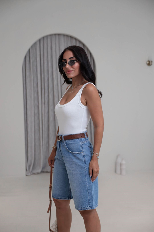 1053 Askılı Pamuklu Bodysuit EKRU