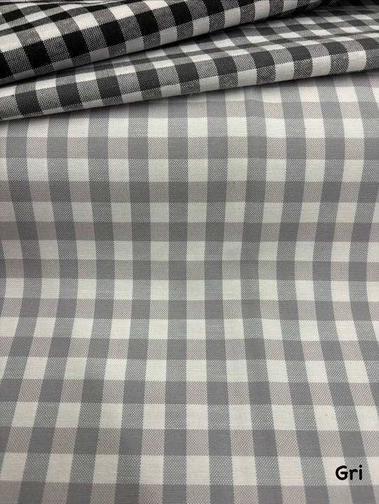 Orta Boy Kareli Etuval Cotton Keten Gri