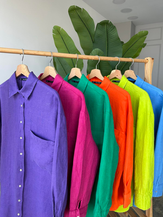 %100 Ham Keten Premium Tunik MAVİ