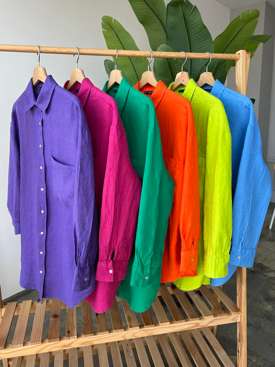 %100 Ham Keten Premium Tunik MAVİ