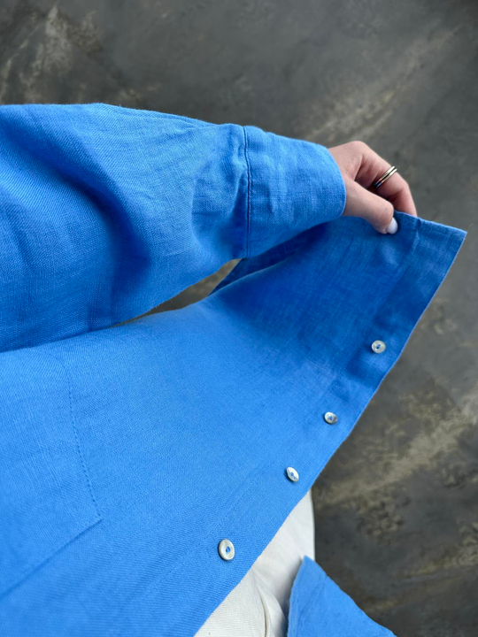 %100 Ham Keten Premium Tunik MAVİ