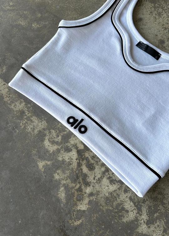 Alo Nakışlı Crop Bluz BEYAZ