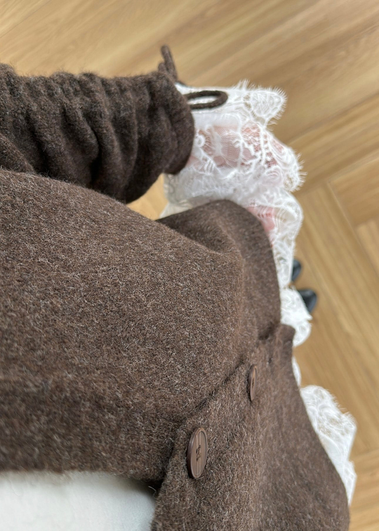 Altı Dantelli Premium Hırka ACI KAHVE