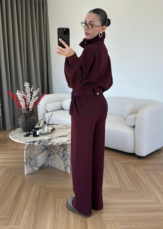 Alttan Kemerli Triko Takım MÜRDÜM