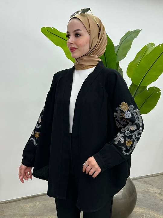 Amy Nakışlı Kimono SİYAH