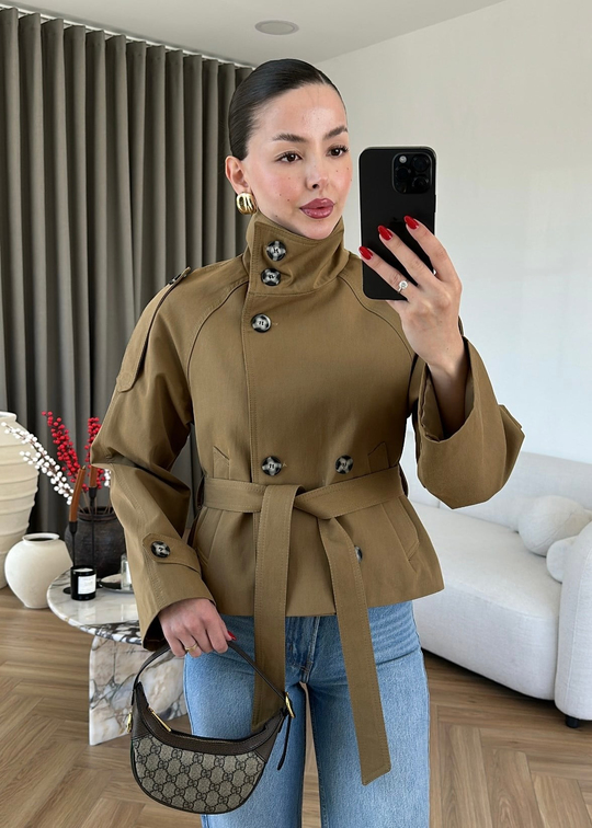 Angel Premium Kısa Trençkot CAMEL