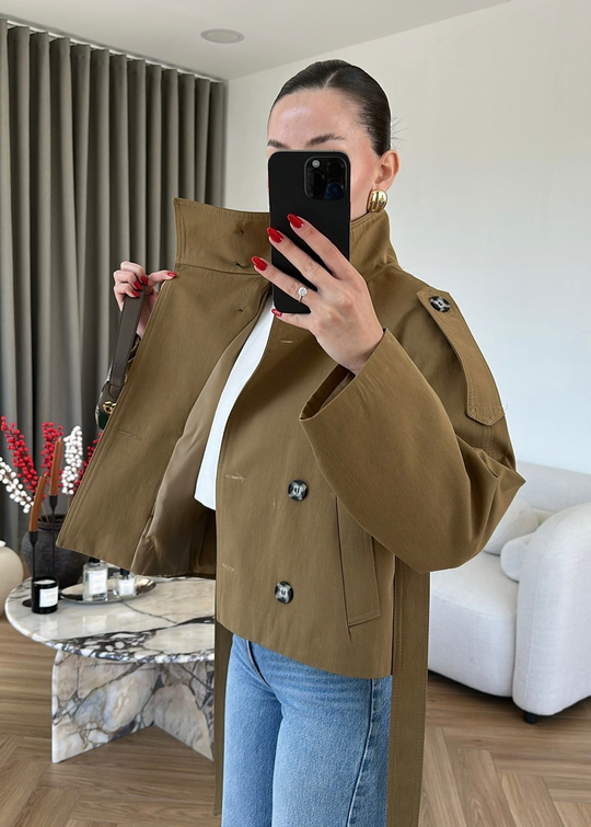Angel Premium Kısa Trençkot CAMEL