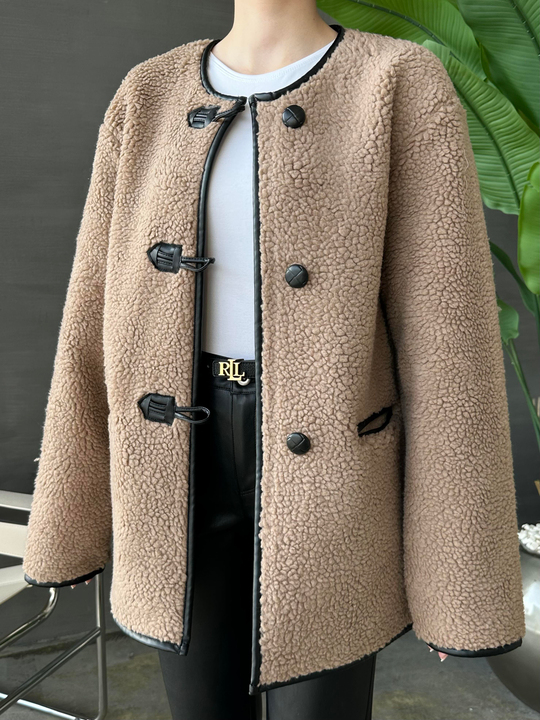 Aplikeli Kürklü Mont CAMEL