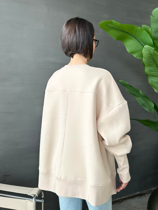 Asimetrik Kesimli Polarlı Sweatshirt BEJ