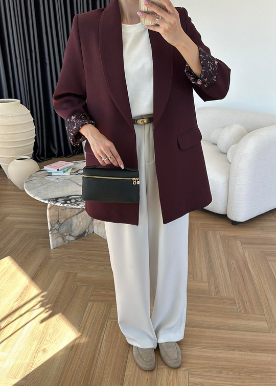 Astarı Leopar Desenli Blazer Ceket MÜRDÜM