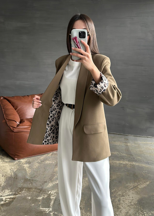 Astarı Leoparlı Ceket HAKİ