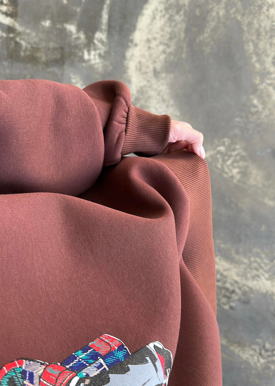 Ayıcık Baskılı Sweatshirt ACI KAHVE