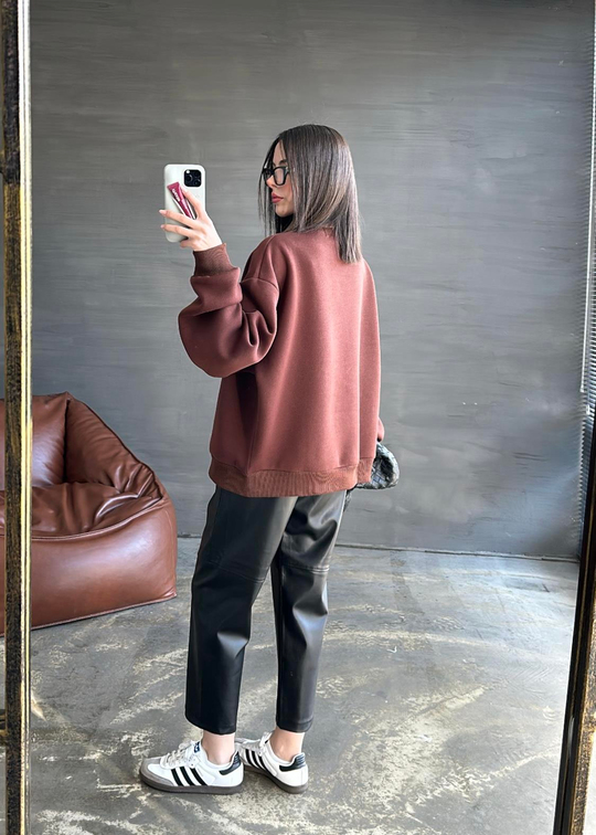 Ayıcık Baskılı Sweatshirt ACI KAHVE