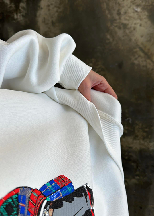 Ayıcık Baskılı Sweatshirt EKRU