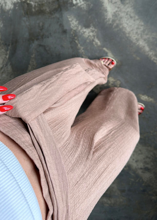 Bağlamalı Geniş Paça Pantolon CAMEL