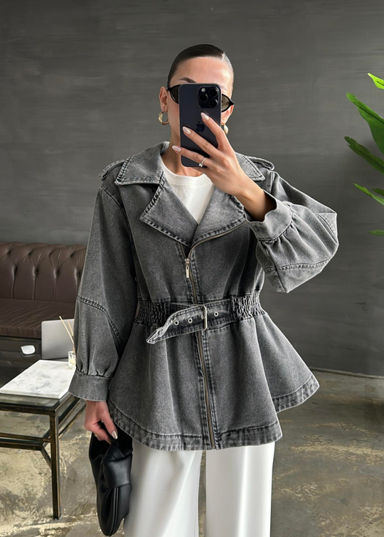 Balon Kol Denim Ceket ANTRASİT