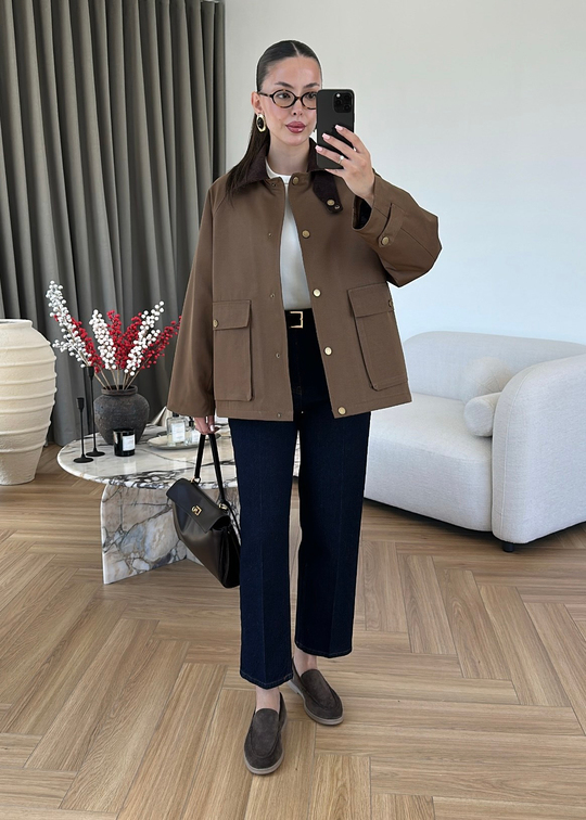 Barbour Kadife Yakalı Mont ACI KAHVE