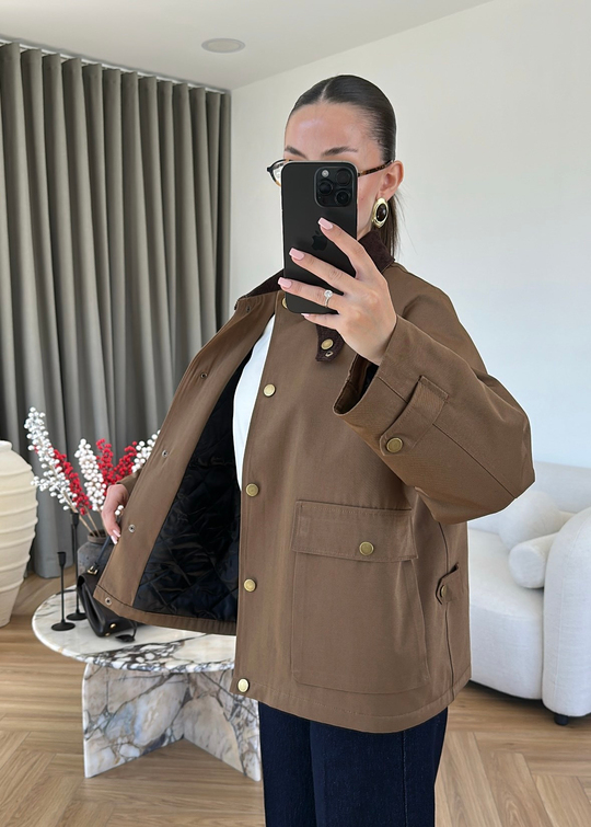 Barbour Kadife Yakalı Mont ACI KAHVE