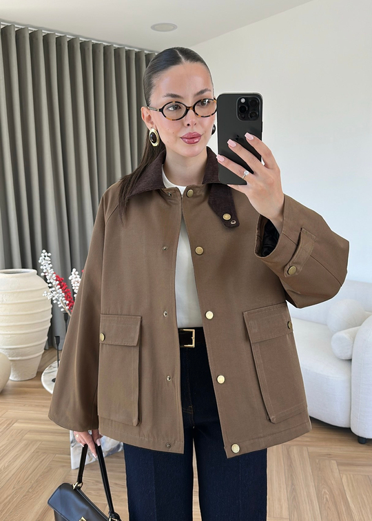 Barbour Kadife Yakalı Mont ACI KAHVE