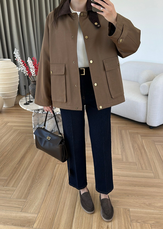 Barbour Kadife Yakalı Mont ACI KAHVE