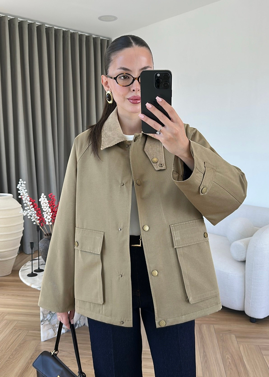 Barbour Kadife Yakalı Mont HAKİ