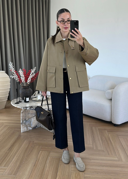 Barbour Kadife Yakalı Mont HAKİ