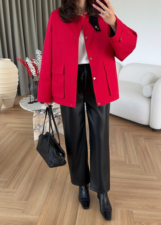 Barbour Kadife Yakalı Mont KIRMIZI