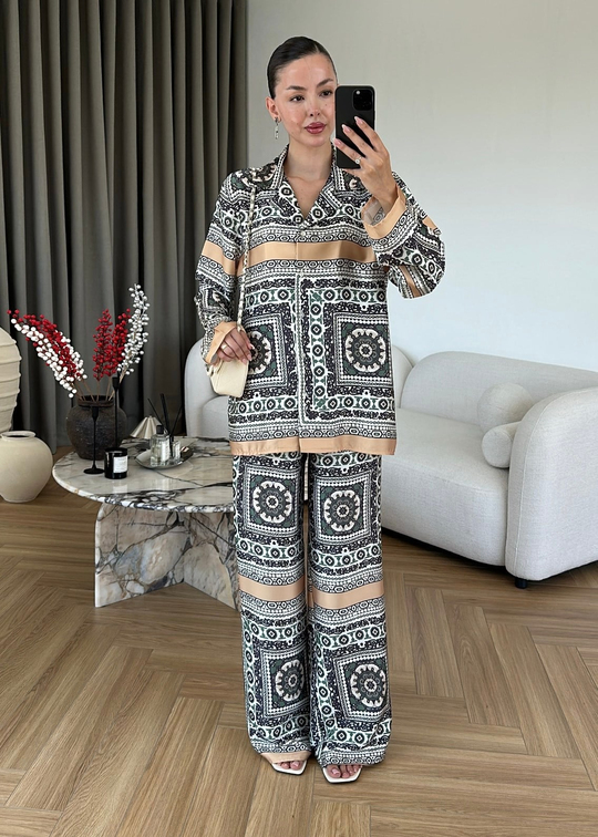 Barok Desenli Saten Takım RENKLİ