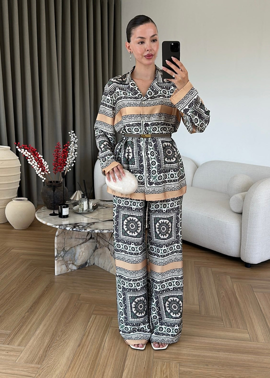 Barok Desenli Saten Takım RENKLİ