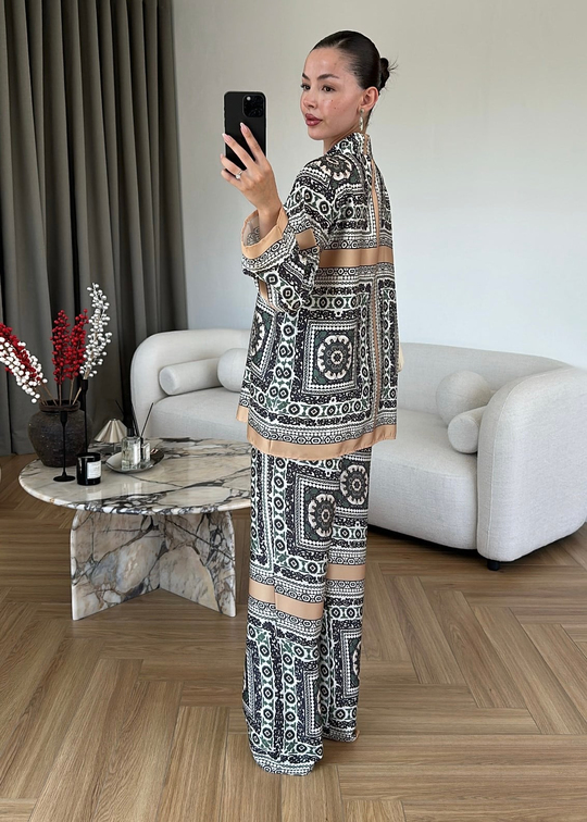 Barok Desenli Saten Takım RENKLİ