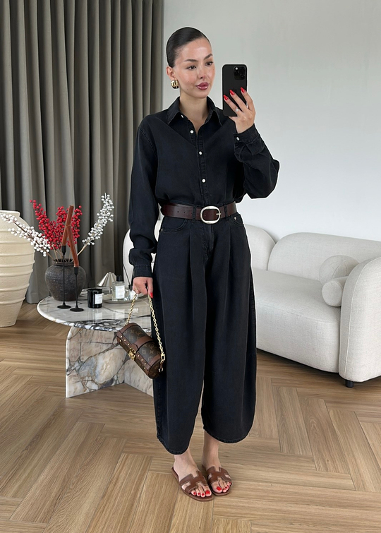 Barrel Jean SİYAH