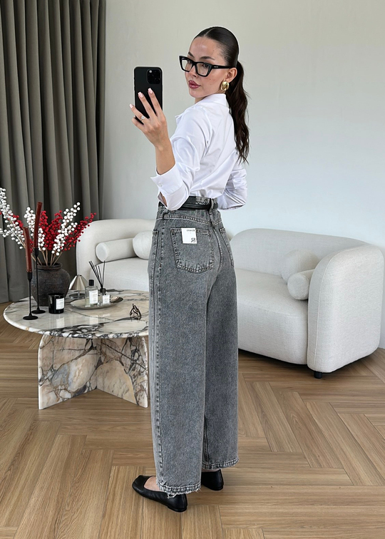 Barrel Parçalı Jean GRİ