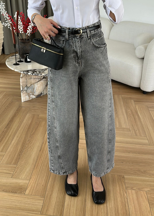 Barrel Parçalı Jean GRİ