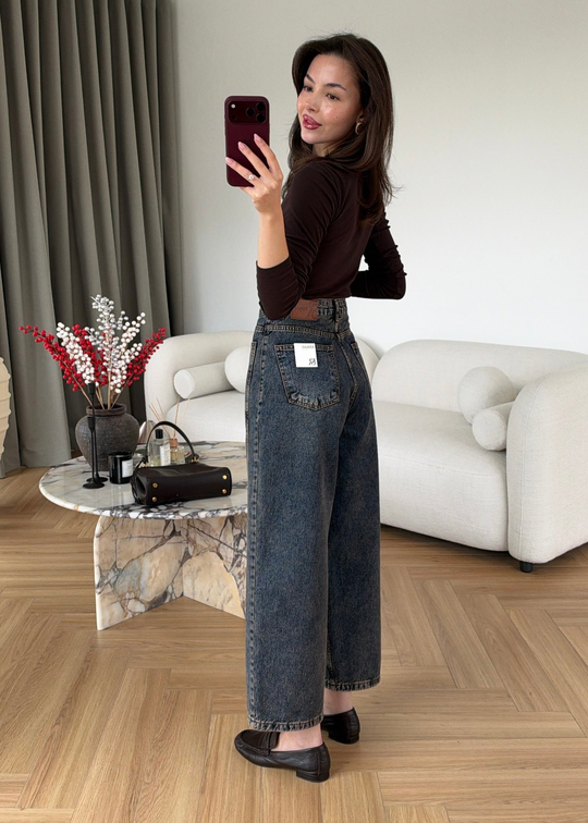 Barrel Parçalı Jean KAHVE