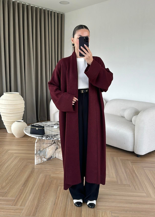 Basic Uzun Hırka BORDO